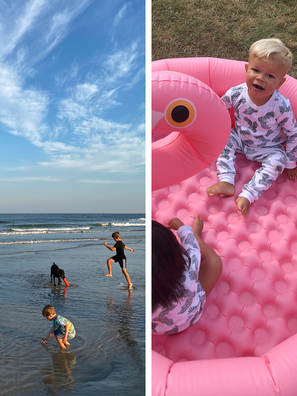 Side by side stills from our lives, this week at the Jersey Shore and in a pop-up pool in the yard.