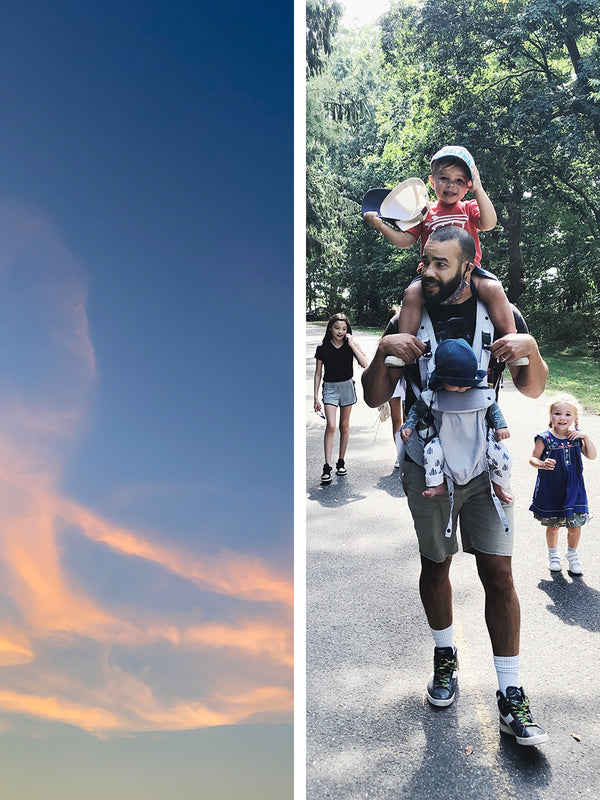 Side by side stills from our lives, this week admiring clouds and taking a hike.