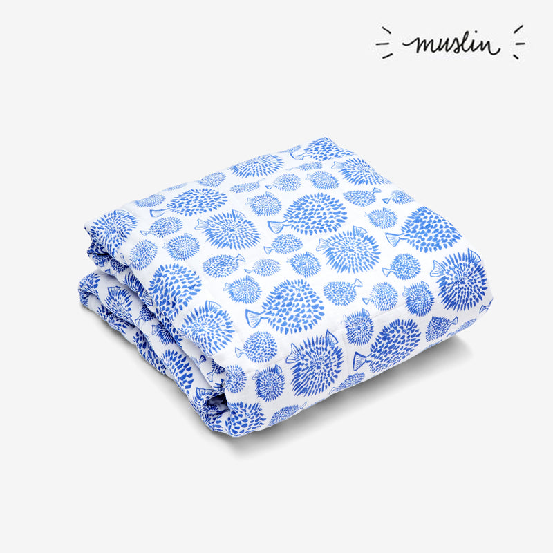 Quilted Baby Blanket - Blowfish | Marine
