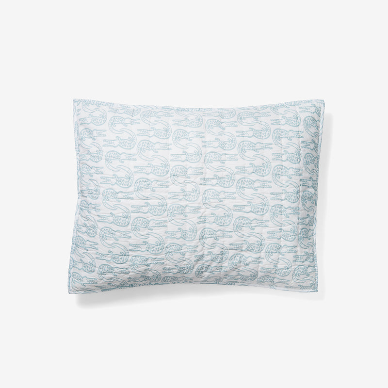 Quilted Pillow Sham - Alligator | Bay Blue