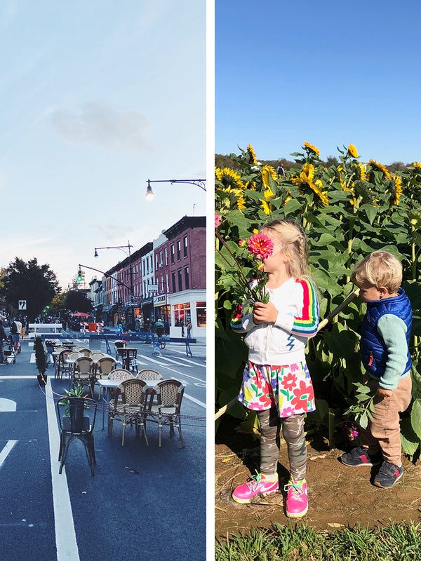 pictures of our families from this week outdoor dining in Brooklyn and at a farm in New Jersey.