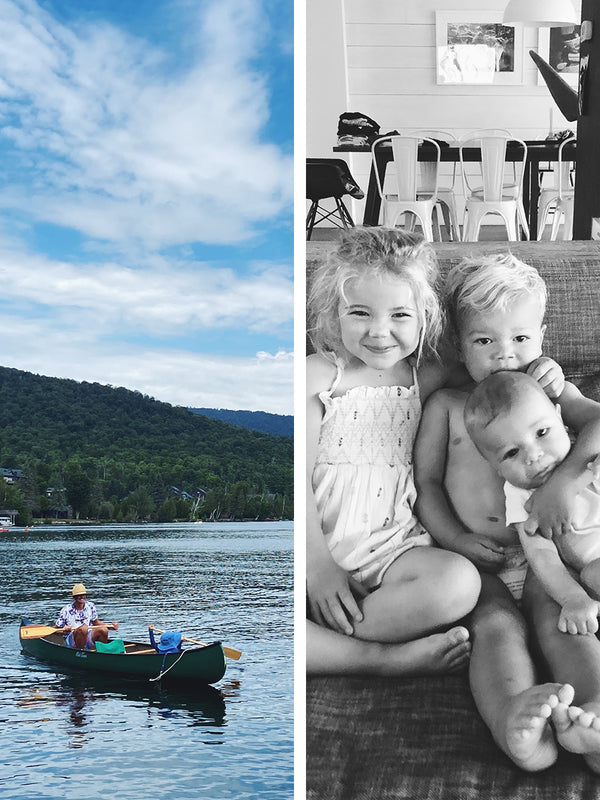Side by side stills from our lives, this week at the lake and snuggling on the couch.