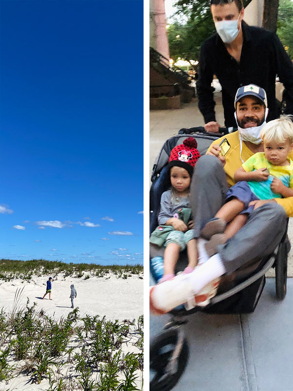 pictures of our families from this week at the beach and playing with the stroller.