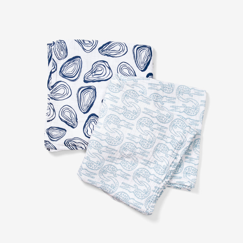 Swaddle x2 - Oyster + Alligator