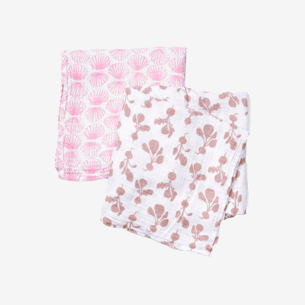 Swaddle x2 - Scallop + Radish