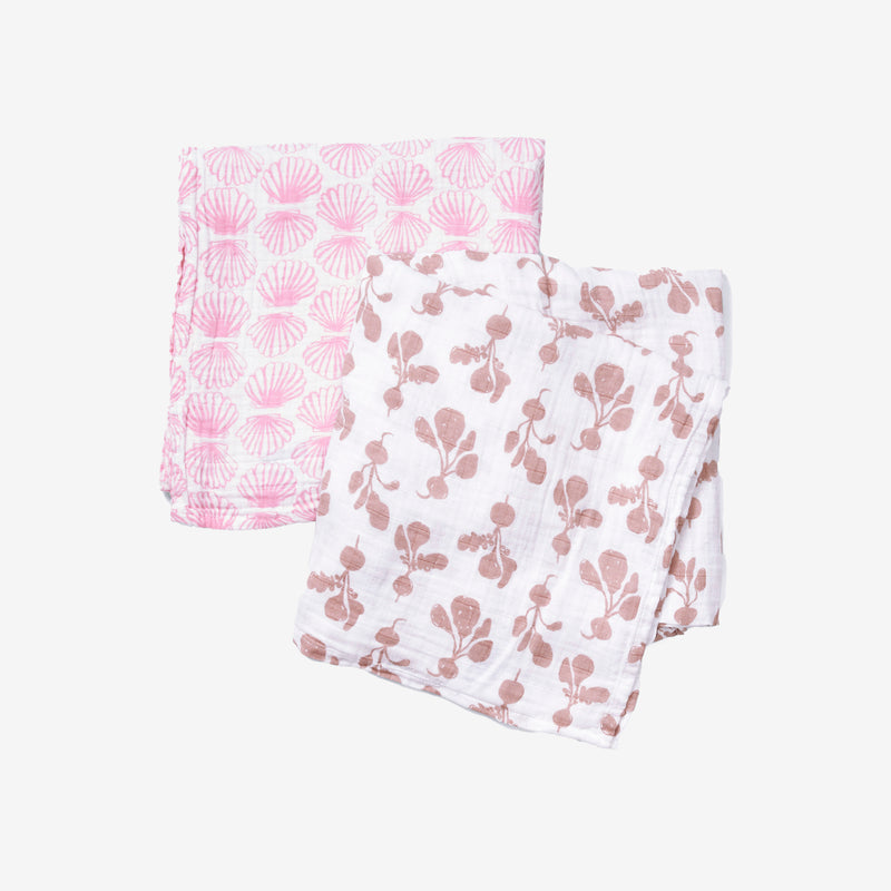 Swaddle x2 - Scallop + Radish