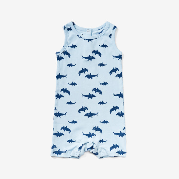 Baby Tank Romper - Shark | Denim