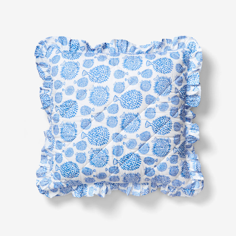 Ruffle Pillow Sham - Blowfish | Marine