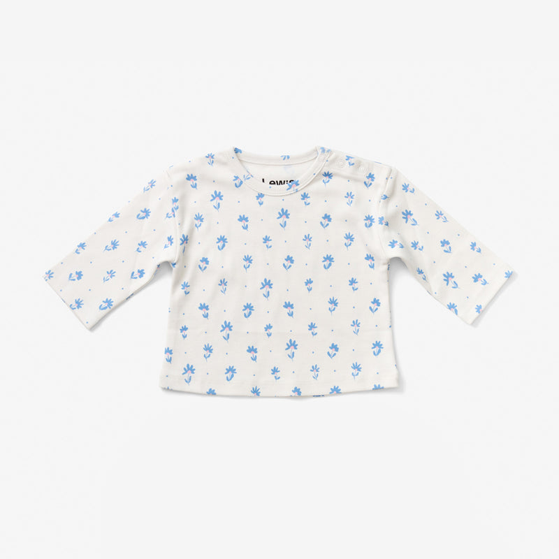 Baby Long Sleeve T Shirt - Flower Polka Dot | Sky
