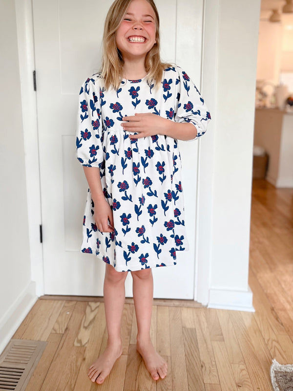 Balloon Sleeve Dress - Fleur | Denim