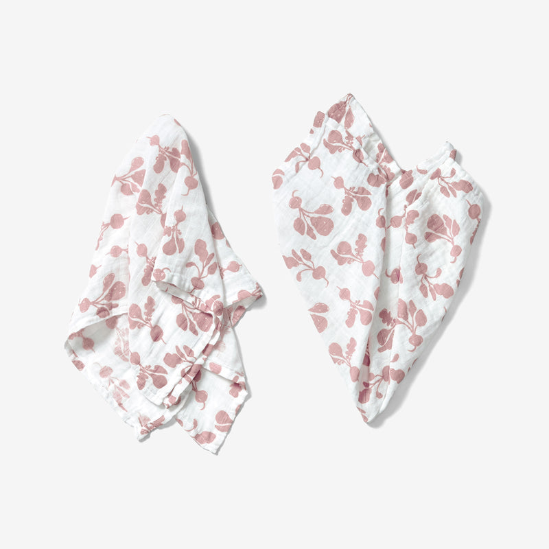 Burp Cloth Set x3 - Radish | Mauve