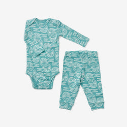 Onesie + Pant Set - Alligator | Spruce