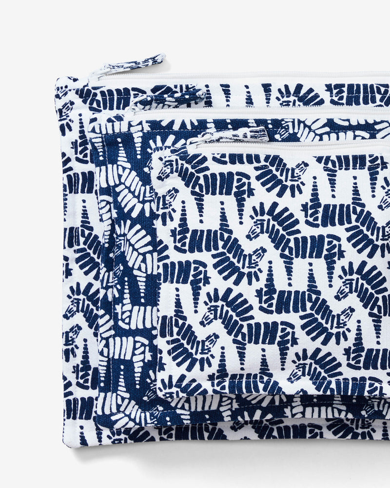 Zip Pouch Set - Zebra | Denim