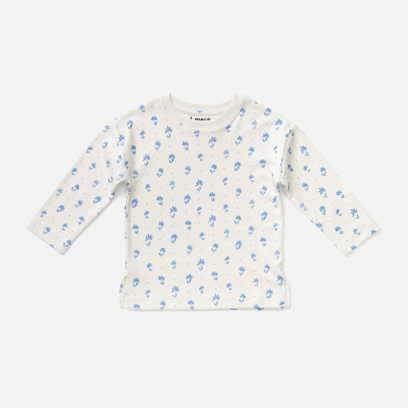 Long Sleeve T Shirt - Flower Polka Dot | Sky