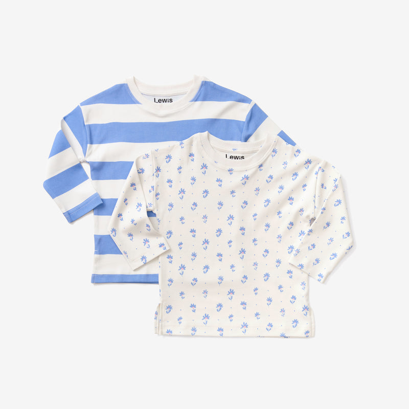 Long Sleeve T Shirt - Flower Polka Dot | Sky
