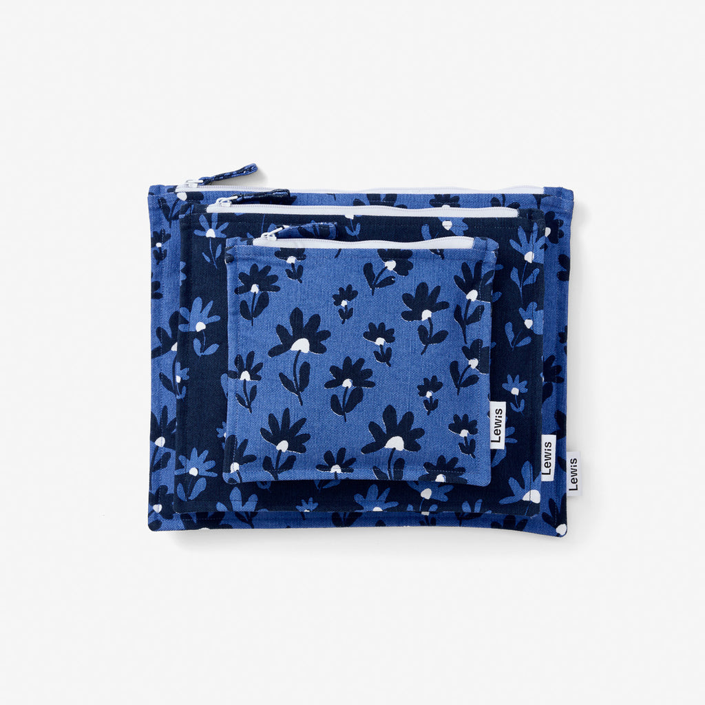 Zip Pouch Set - Flower Field in Midnight | Lewis