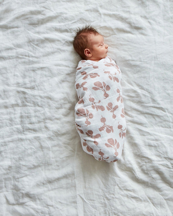 Swaddle + Burp Cloth Set - Radish | Mauve
