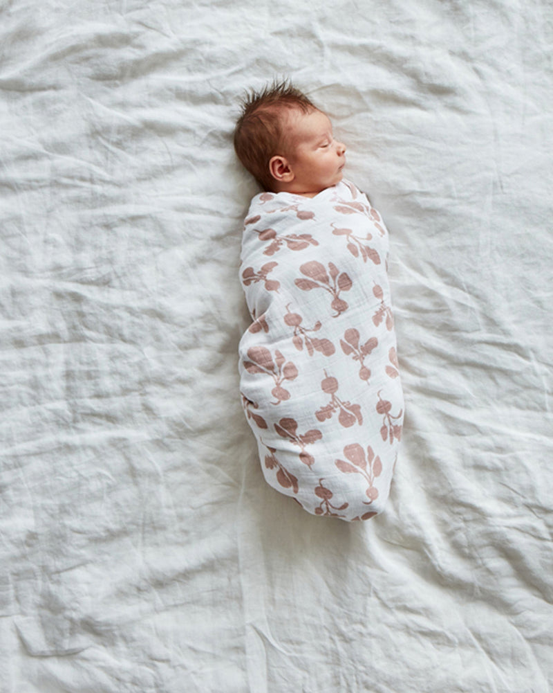 Swaddle + Burp Cloth Set - Radish | Mauve