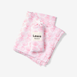 Swaddle + Burp Cloth Set - Scallop | Lilac