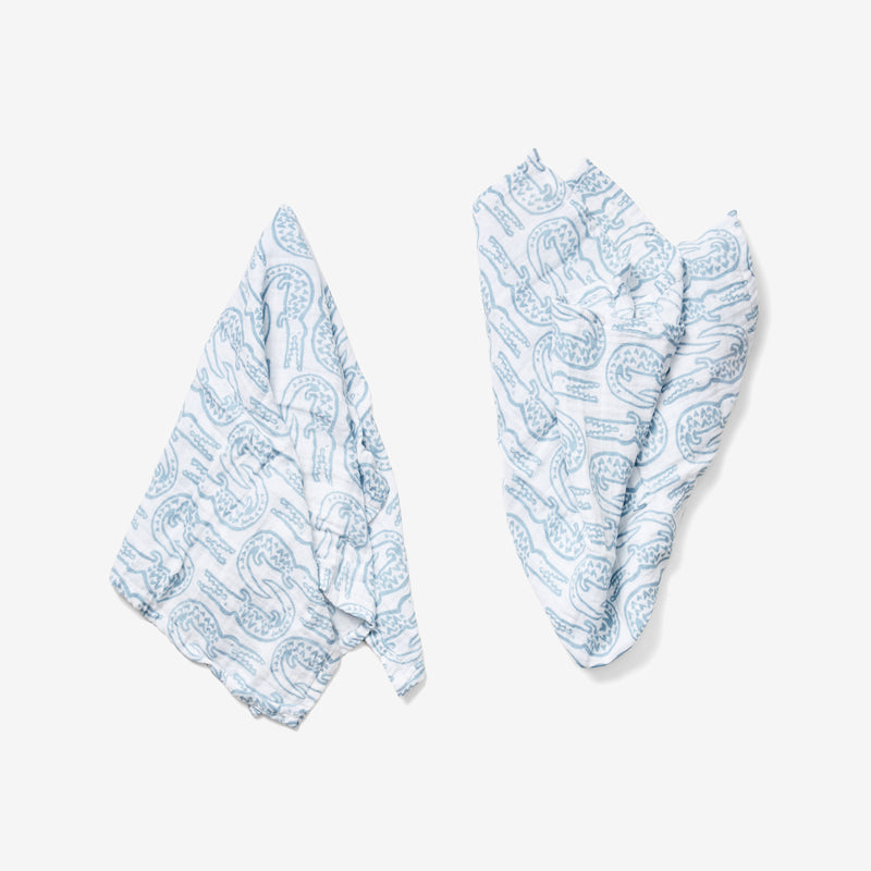 Burp Cloth Set - Alligator | Bay Blue