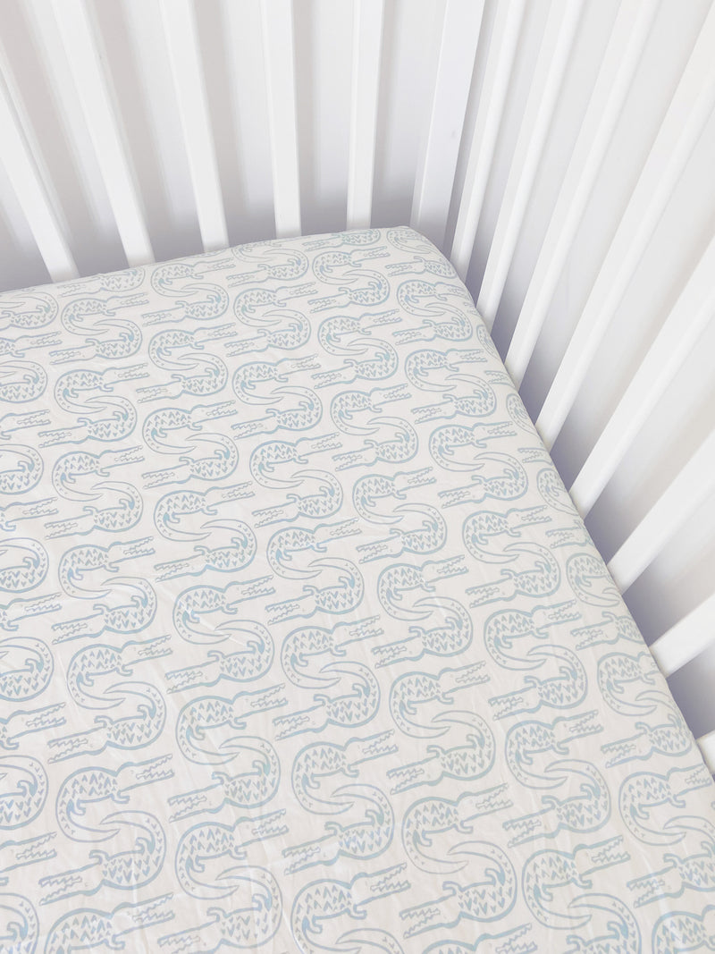 Crib Sheet - Alligator | Bay Blue