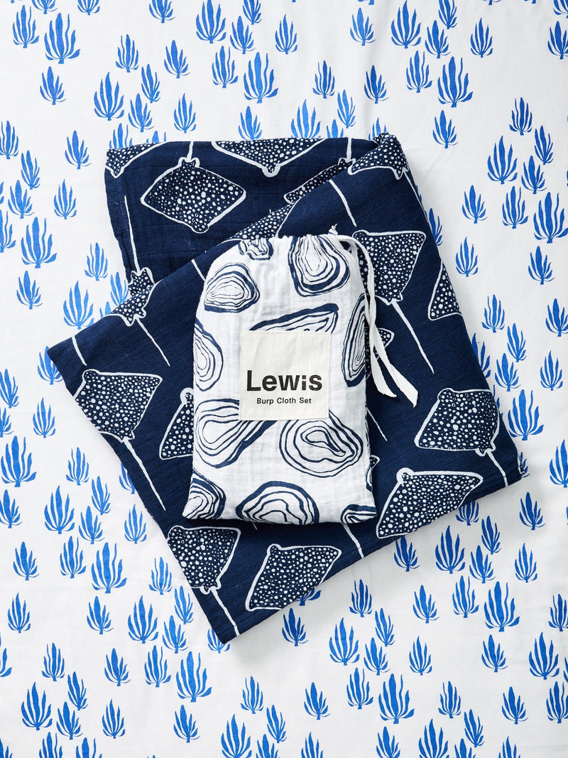 Burp Cloth Set - Oyster | Denim Burp Cloths Lewis 