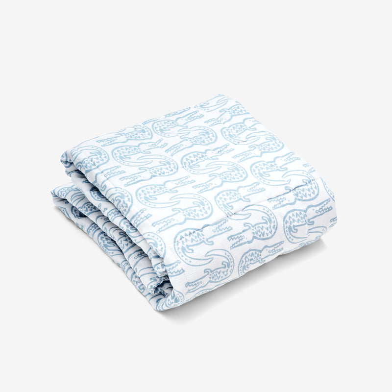 Quilted Baby Blanket - Alligator | Bay Blue