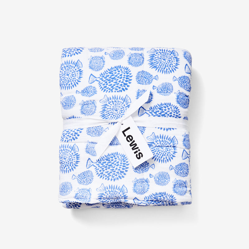 Quilted Baby Blanket - Blowfish | Marine