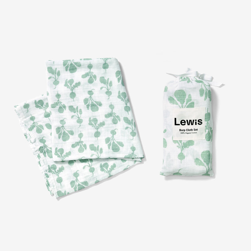 Swaddle + Burp Cloth Set - Radish | Agave