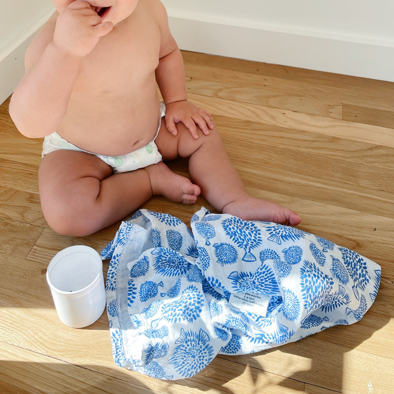 Burp Cloth Set - Blowfish | Marine