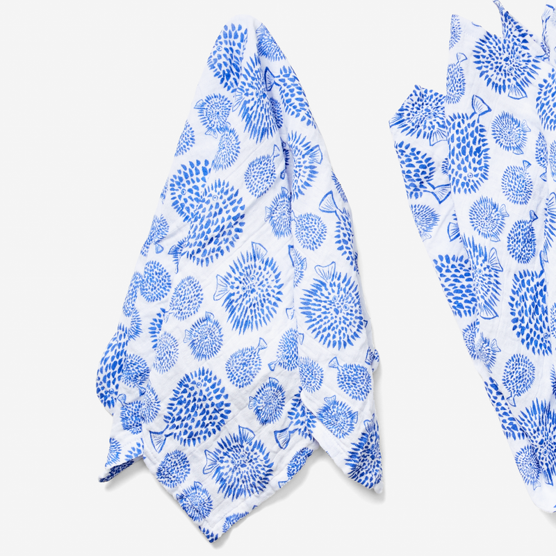 Burp Cloth Set - Blowfish | Marine